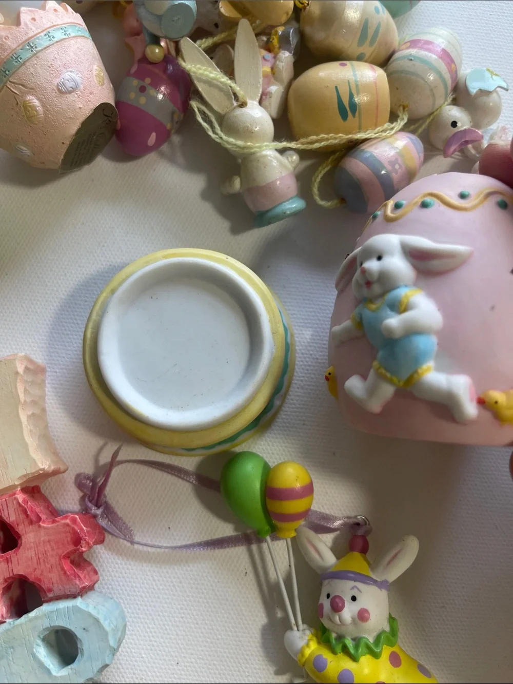 Vintage Easter Decor over 50 pieces bunnies, eggs, ornaments, pastel colors